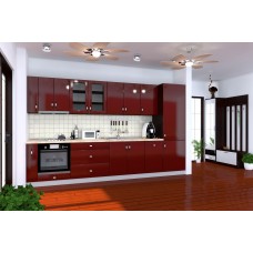 Bucatarie Zebra wenge / Fronturi MDF rosu simplu - Varianta 3